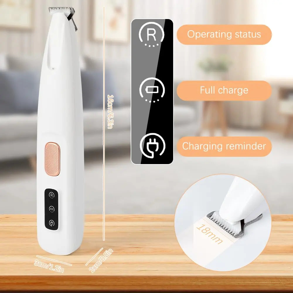 Dog Paw Trimmer with LED Light, Upgraded Paw Trimmer for Dogs, Electric Dog Clippers for Groomming with Led Display, Waterproof Low Noise Pet Hair Shaver for Dogs Cats