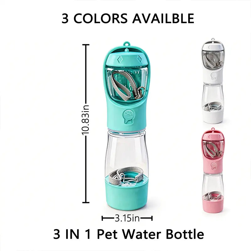 Thirsty Pooch's Ultimate Adventure Hydration Station: 3-in-1 Water Bottle & Poop Bag Dispenser for the Classy Canine On-the-Go!