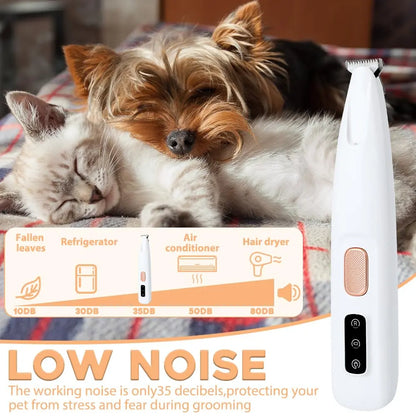 Dog Paw Trimmer with LED Light, Upgraded Paw Trimmer for Dogs, Electric Dog Clippers for Groomming with Led Display, Waterproof Low Noise Pet Hair Shaver for Dogs Cats