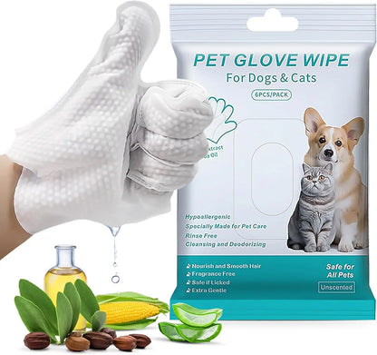 Furry Spa Day Kit: Pawsitively Pawesome Pet Gloves and Wipes for Spaghetti Dogs and Catrick Stars - No Rinsing Required, Just Wipe and Wiggle (6 PCS of Happiness)