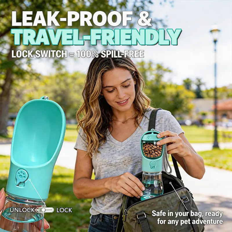 Thirsty Pooch's Ultimate Adventure Hydration Station: 3-in-1 Water Bottle & Poop Bag Dispenser for the Classy Canine On-the-Go!