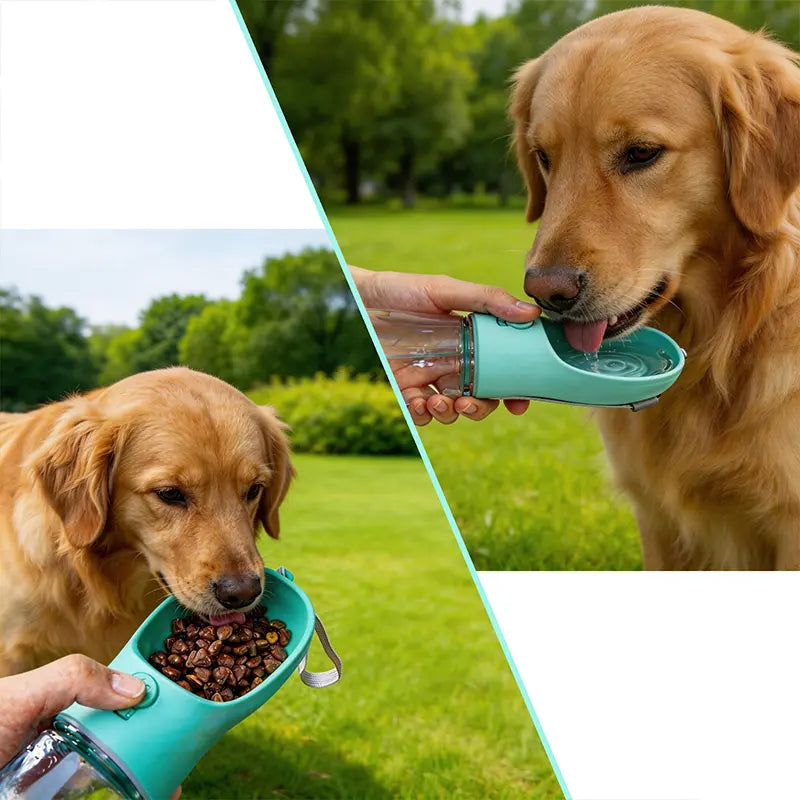 Thirsty Pooch's Ultimate Adventure Hydration Station: 3-in-1 Water Bottle & Poop Bag Dispenser for the Classy Canine On-the-Go!