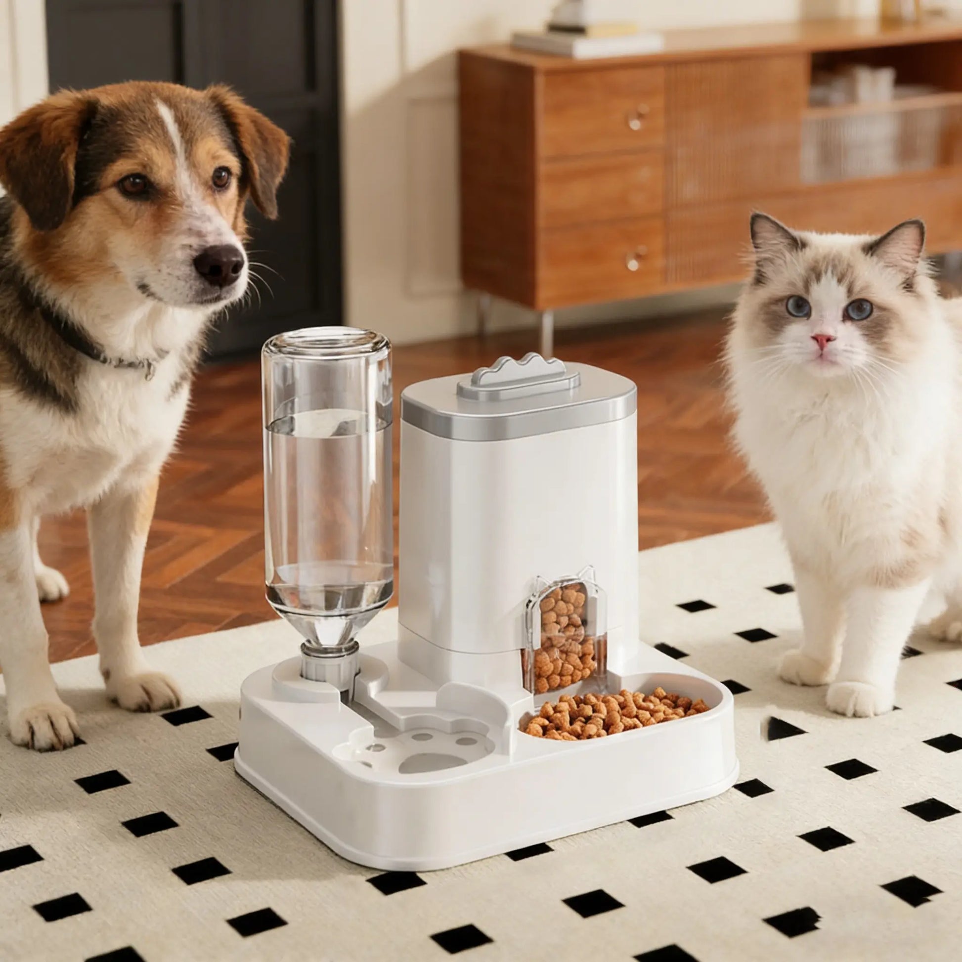 Purr-fectly Hydrated: The Cat's Ultimate Water & Snack Oasis - No Batteries, No Worries, Just Meow-nificent Sips & Nibbles!