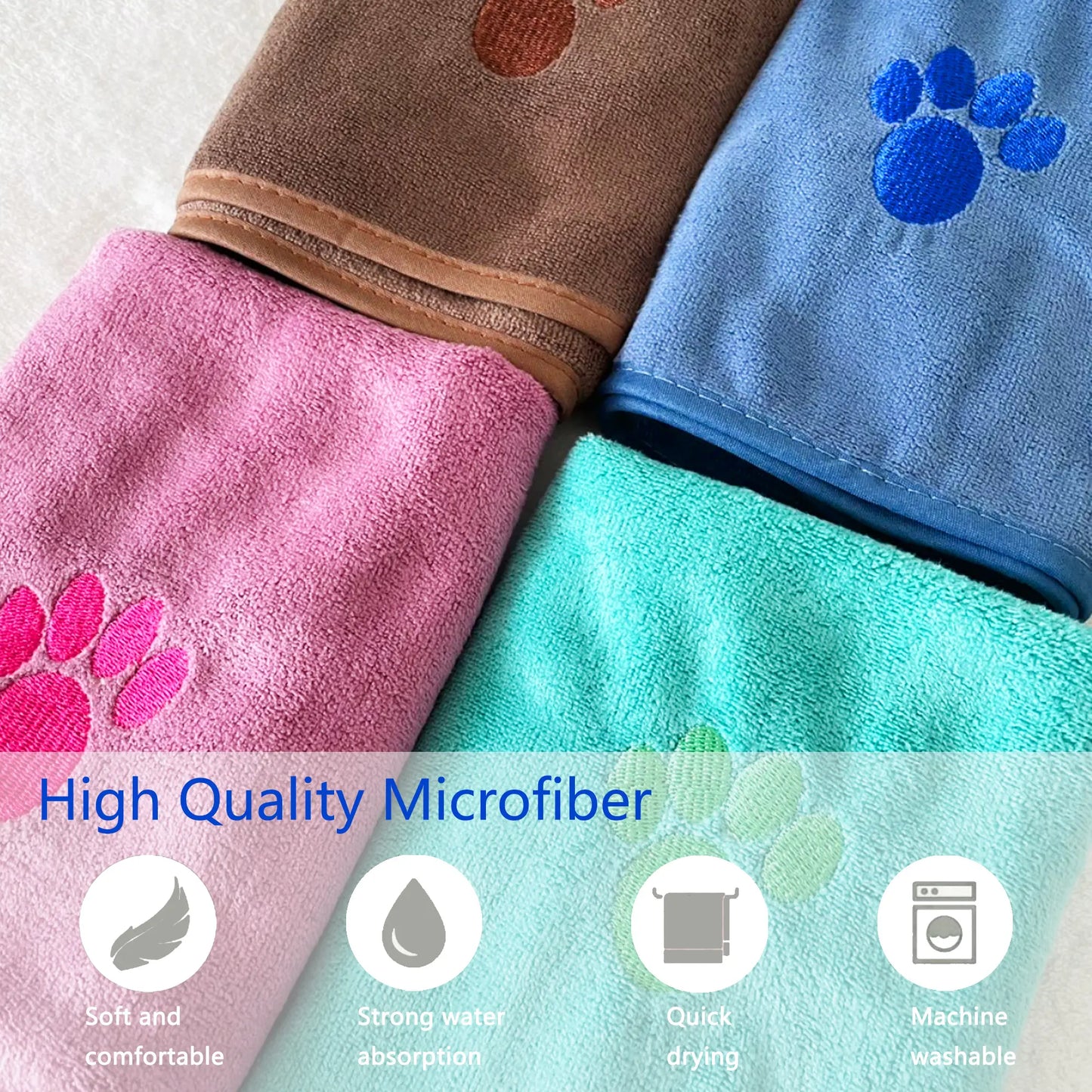 Quick-Drying Dog Bathrobe, 1 Count Embroidered Terry Pet Bathrobe Dressing Gown with Adjustable Belly Band, Super-Absorbent Super-Soft Fabric Paw Embroidery Craftsmanship #GLOBAL PICKS