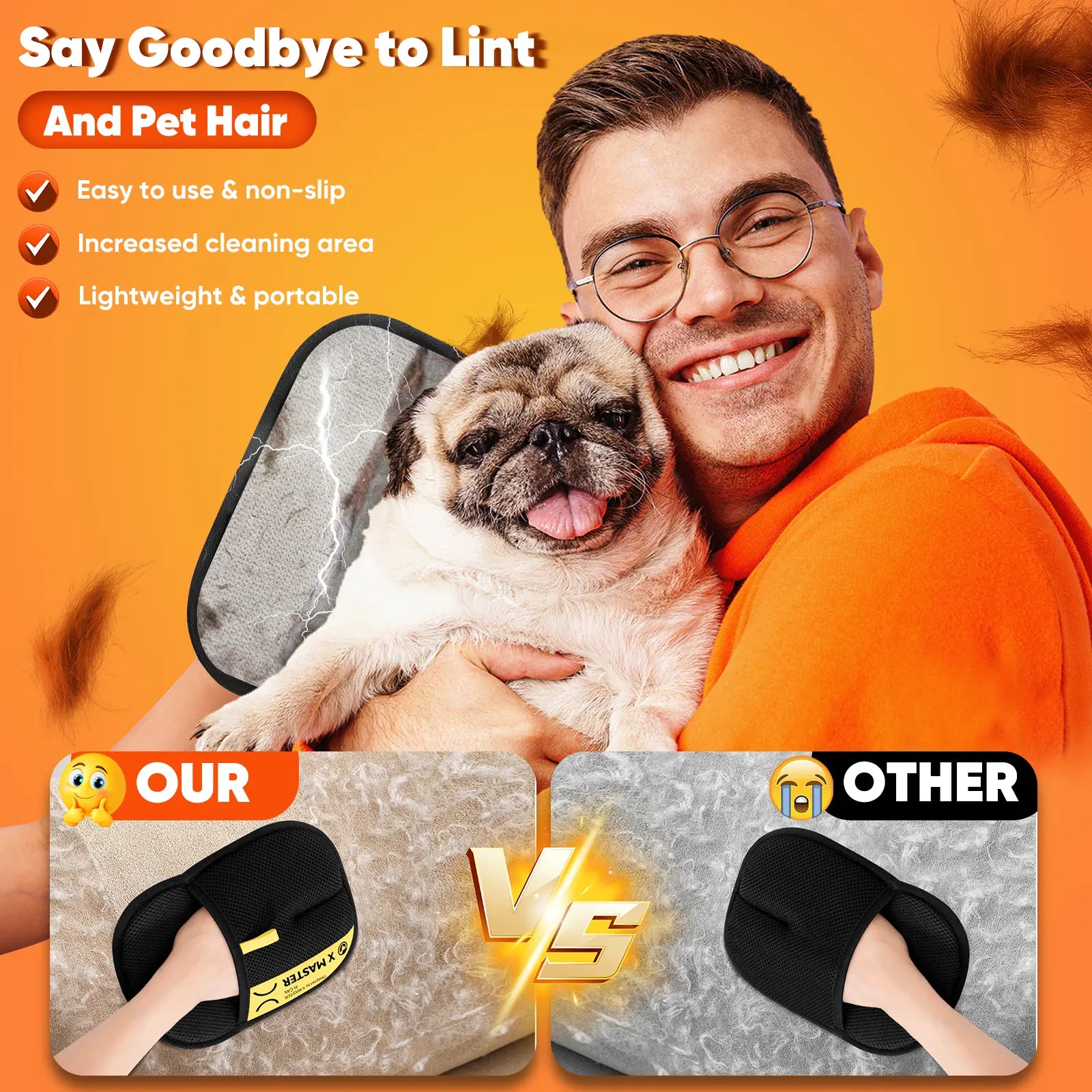 Furry Fury Fighter Gloves: The Ultimate Pet Hair Eraser for Snuggly Sidekicks and Couch Potato Heroes!