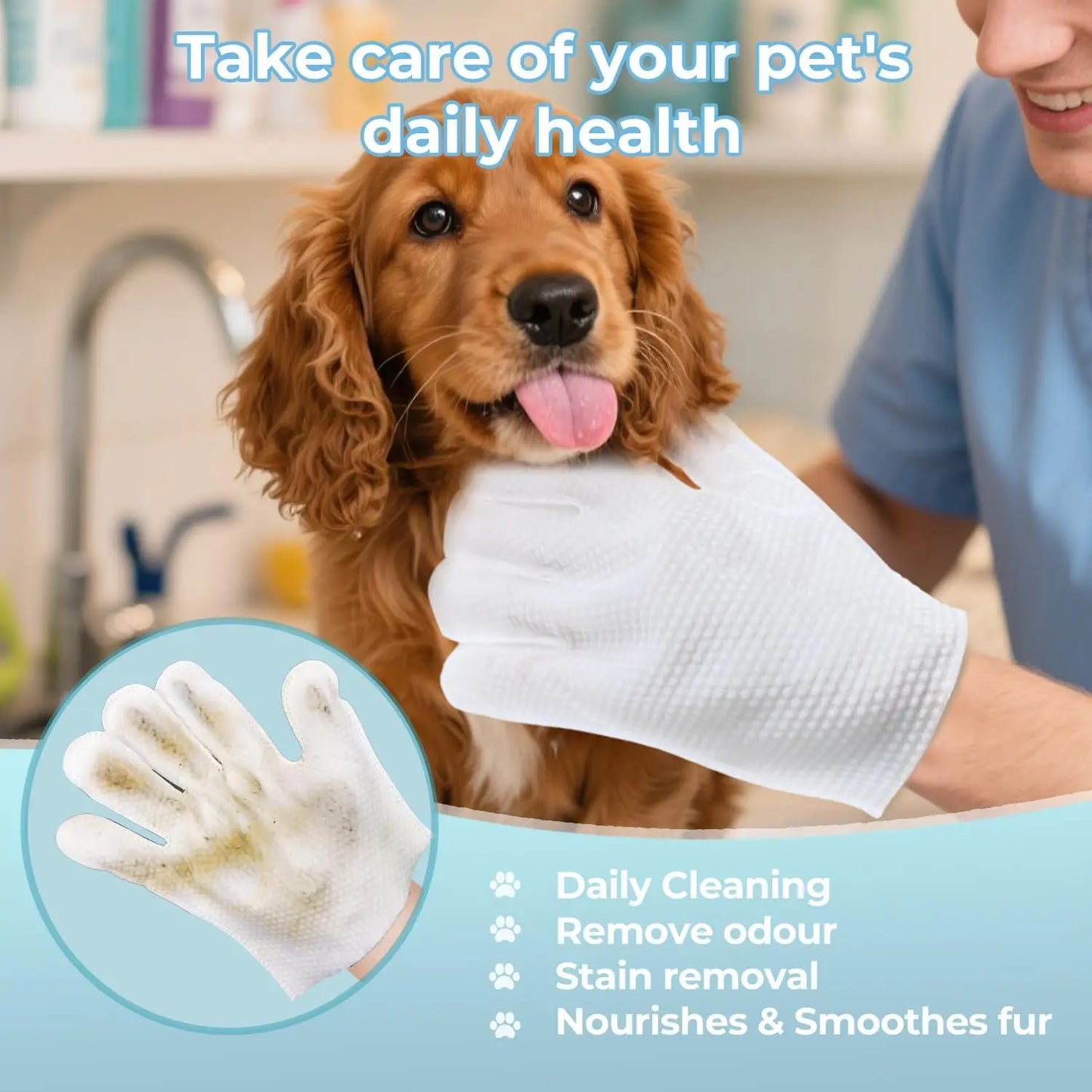 Furry Spa Day Kit: Pawsitively Pawesome Pet Gloves and Wipes for Spaghetti Dogs and Catrick Stars - No Rinsing Required, Just Wipe and Wiggle (6 PCS of Happiness)